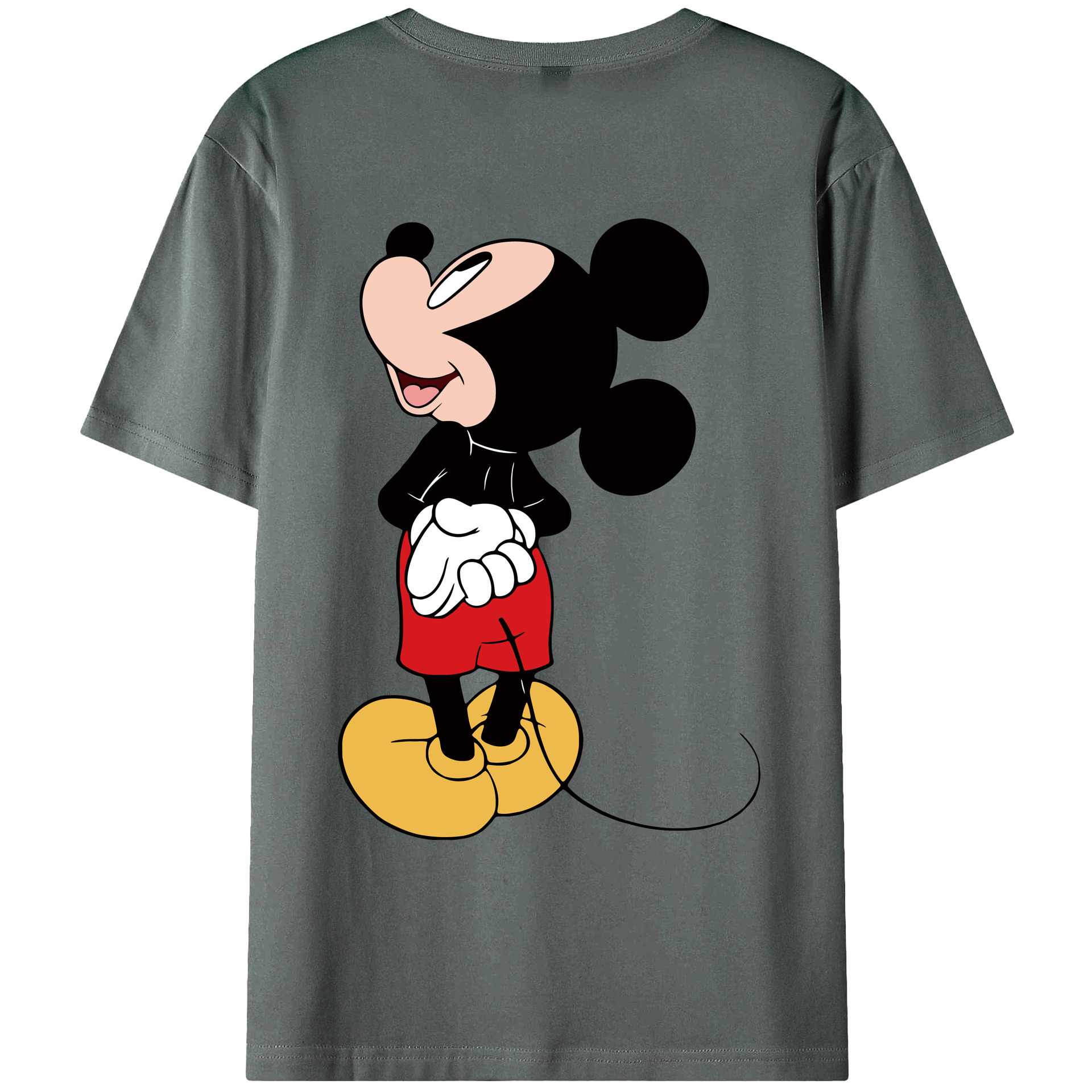 ミッキーマウス Mickey Mouse 綿100％ メンズ半袖Tシャツ（バックプリント） 通気性
